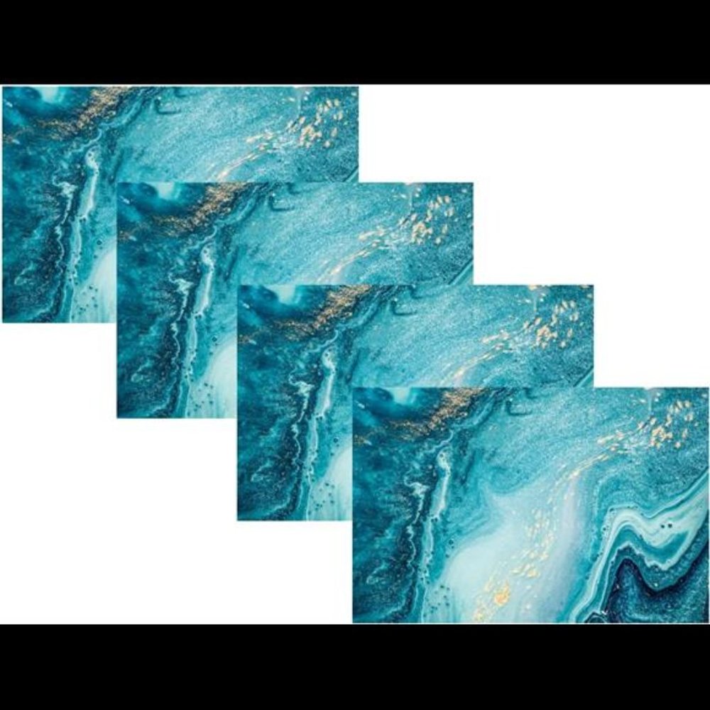 Set of 4 Placemats for Dining Table - Marble - 18 x 12 inch
